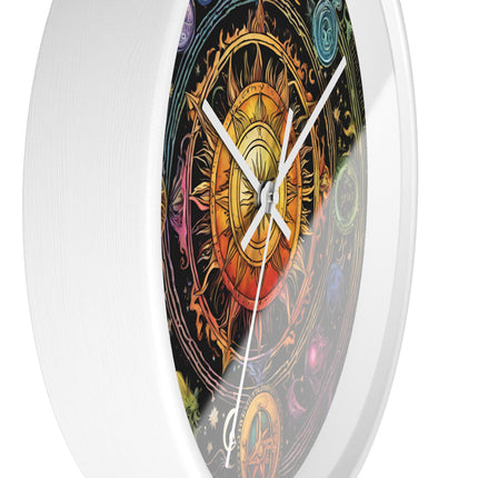 CELESTIAL COLLAGE Wall Clock - Sun Solstice Wiccan Astronomy Decor