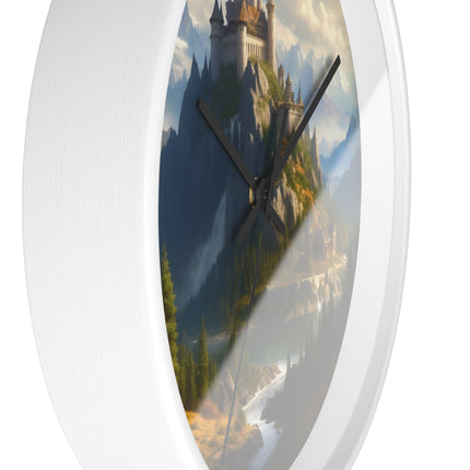 MEDIEVAL CASTLE FALLS Wall Clock - Waterfall Fantasy Landscape Decor