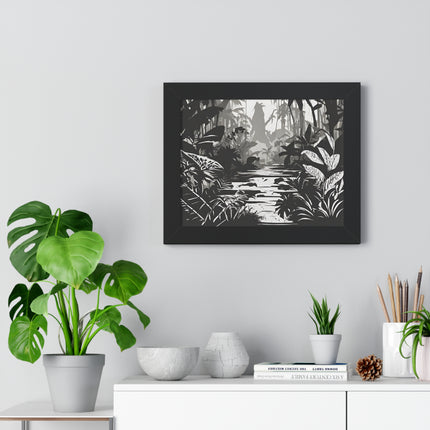 Wall Decor, Jungle Scene, Framed Wall Hanging, Black Shadow Print, Nature Scene Picture, Living Room Poster, Office Scenery