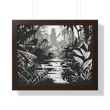 Wall Decor, Jungle Scene, Framed Wall Hanging, Black Shadow Print, Nature Scene Picture, Living Room Poster, Office Scenery