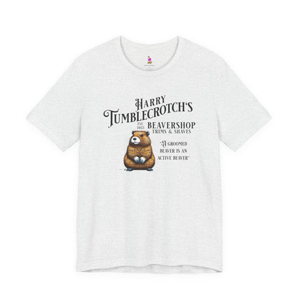 HARRY TUMBLECROTCH'S BEAVERSHOP T-Shirt - Funny Barbershop Parody Adult Humor Tee
