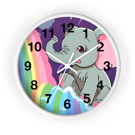 RAINBOW FALLS ELEPHANT Wall Clock - Kids Room Nursery Animal Decor