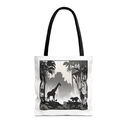 GIRAFFE SILHOUETTE Tote - Savannah Forest Shadow Nature Scene Travel Bag