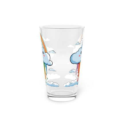 Rainbow Cloud Child's Drinking Glass, Happy Smiling Pouring Colors Cup, Kids Dinner Drink Glass, 16 oz. Dinnerware
