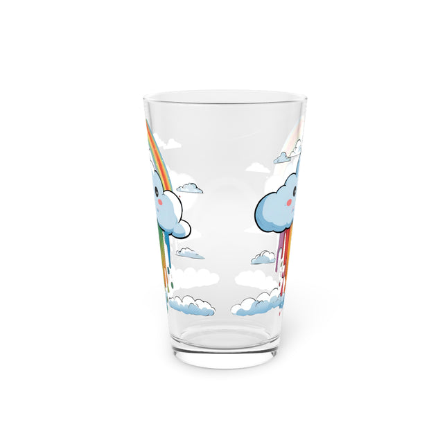 Rainbow Cloud Child's Drinking Glass, Happy Smiling Pouring Colors Cup, Kids Dinner Drink Glass, 16 oz. Dinnerware