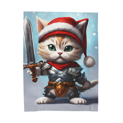 Christmas Blankets Kids Adults Blankets Velveteen Plush Blanket Cat Lovers Christmas Gift Santa Warrior Kitten Holiday Gift Cat Holiday Gift