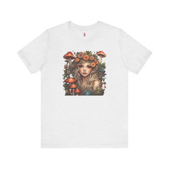 MUSHROOM FLOWER FANTASY MAIDEN Womens T-Shirt - Whimsical Fairy Art Tee