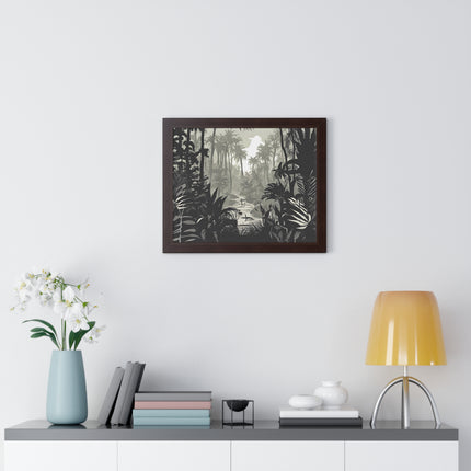 Wall Decor, Jungle Scene, Framed Wall Hanging, Black Shadow Print, Nature Scene Picture, Living Room Poster, Office Scenery