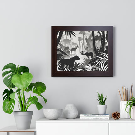 Animal Kingdom Print, Jungle Wall Decor, Wild Animal Scene, Shadow Wall Hanging, Nature Picture, Living Room Poster, Office Scenery