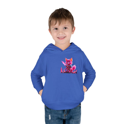 Neon Crystal Fox Toddler Girls Hoodie, Hot Pink Centaurian Cosmic Guardian Sweatshirt, Two Sided 2T 4T 5-6T Long Sleeve Hood