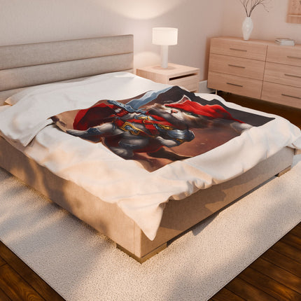 Christmas Blankets Kids Adults Blankets Velveteen Plush Blanket Cat Lovers Christmas Gift Santa Warrior Kitten Holiday Gift Cat Holiday Gift