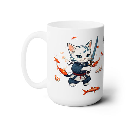 PERSONALIZED Samurai Warrior Cat Japanese Koi Coffee Mug