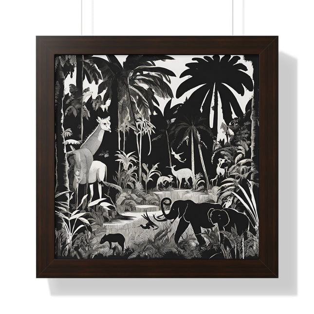 Animal Kingdom Print, Jungle Wall Decor, Elephant Picture, Shadow Wall Hanging, Giraffe Picture, Living Room Poster, Office Scenery