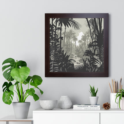 Wall Decor, Jungle Scene, Framed Wall Hanging, Black Shadow Print, Nature Scene Picture, Living Room Poster, Office Scenery