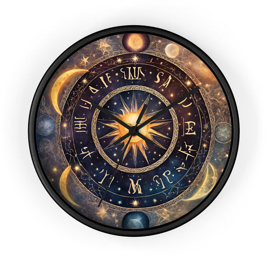 Moon Phases Wall Art Clock | Lunar Cycle Astronomy Wall Hanging | Home Office Solar System Wall Decor Gift