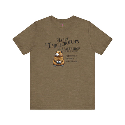 HARRY TUMBLECROTCH'S BEAVERSHOP T-Shirt - Funny Barbershop Parody Adult Humor Tee
