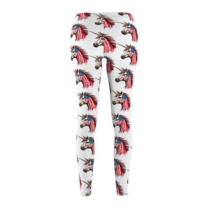 Patriotic Unicorn Skinny Leggings, United States Freedom Loving Horse Lounge Tights, US Election Elastic Exercise Jogging Pattern Yoga Pants