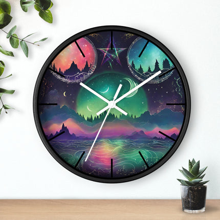 MOONLIGHT MOUNTAINS BOREALIS Wall Clock