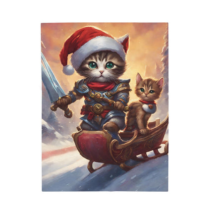 Christmas Blankets Kids Adults Blankets Velveteen Plush Blanket Cat Lovers Christmas Gift Santa Warrior Kitten Holiday Gift Cat Holiday Gift