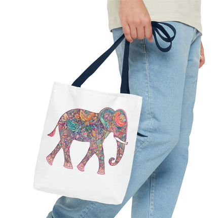 Elephant Gift Tote | Majestic Color Pattern Custom Grocery Bag | Animal Lovers Office Travel Carrier | Wild Safari Business Traveler