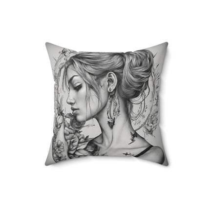 ROSE FLOWERED WOMAN Decorative Pillow