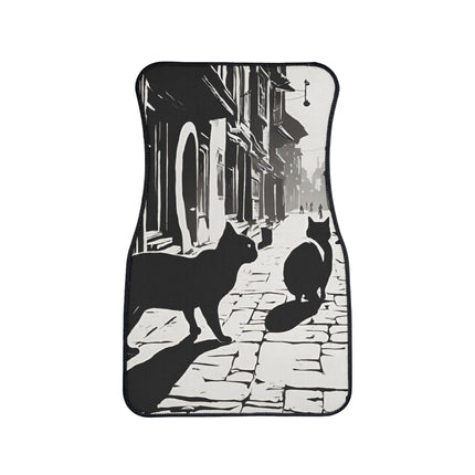 Car Decor | Cat Floor Mat | Town Cats Auto Carpet | Shadow Cat Alley Felines Automobile Art | Daily Travel | Car Lovers Gift