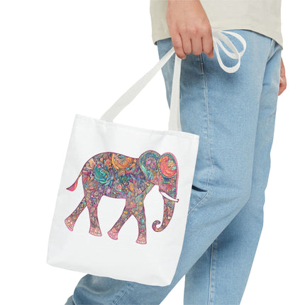 Elephant Gift Tote | Majestic Color Pattern Custom Grocery Bag | Animal Lovers Office Travel Carrier | Wild Safari Business Traveler