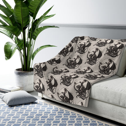 GOTHIC DRAGON RIDER Fleece Blanket