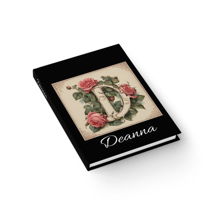 Personalized Letter D Diary | Custom Companion Journal | Hardcover Daily Life Log Black Book | Birthday, Wedding, Grandma, Grandmother Gift