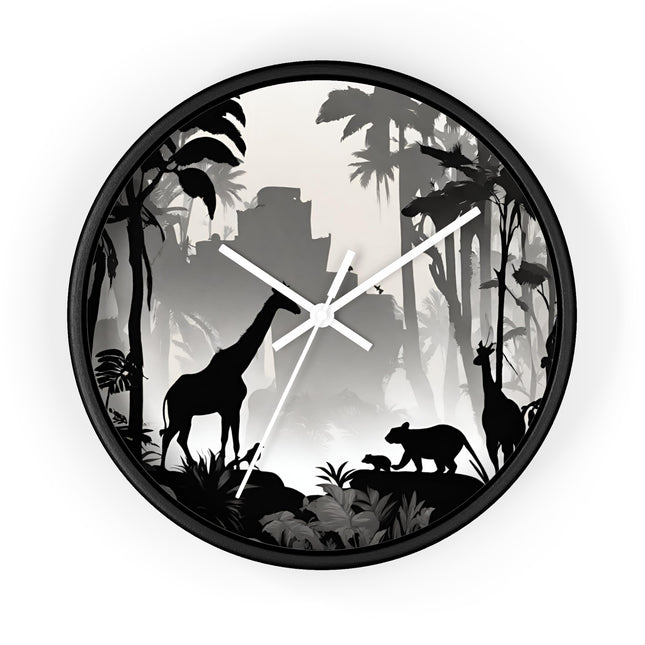 JUNGLE SHADOWS Wall Clock - African Wildlife Giraffe Safari Decor