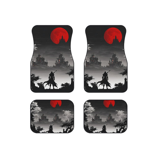 Castlevania Belmont Video Game Inspired Car Mats | Death and Terror Await Under the Blood Moon Auto Accessory | Dracula Castle Gamer Gift