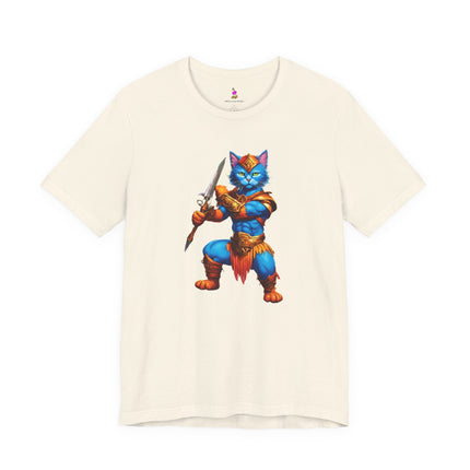 BLUE WARRIOR HULK CAT T-Shirt - Funny Superhero Feline Art Tee