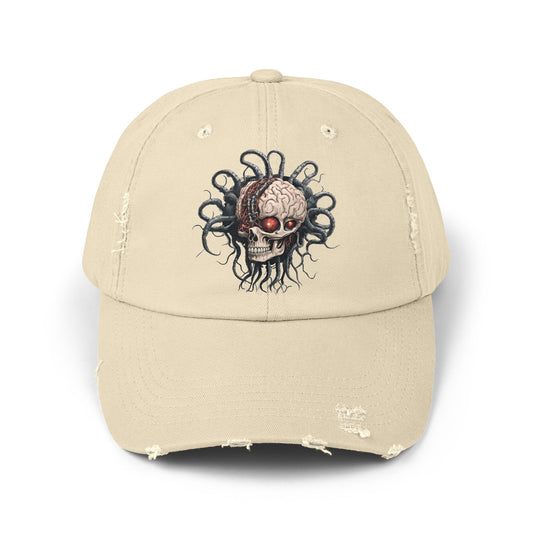 Alien Brain Robot Skull Hat, Contra Video Game Inspired Ball Cap, Metal Tentacle Cyborg Outer Space Bedroom Spring, Summer, Fishing Gift