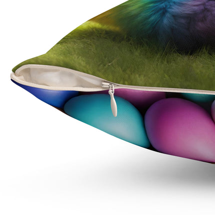COLORFUL EASTER BUNNY Fur Egg Pillow