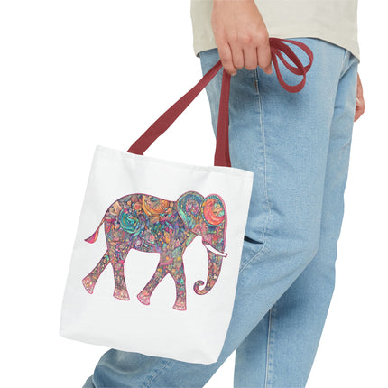 Elephant Gift Tote | Majestic Color Pattern Custom Grocery Bag | Animal Lovers Office Travel Carrier | Wild Safari Business Traveler