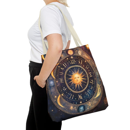 Moon Phases Tote Bag | Lunar Cycle Astronomy Wiccan Grocery Bag | Solstice Home Office Laptop Carrier | Solar System Travel Overnight Gift