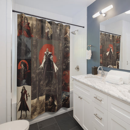 A WARRIOR EMERGES Video Game Inspired Abstract Collage Shower Curtain