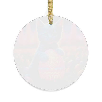 BLUE KITTEN COSMIC GALAXY EGG Tree Ornament