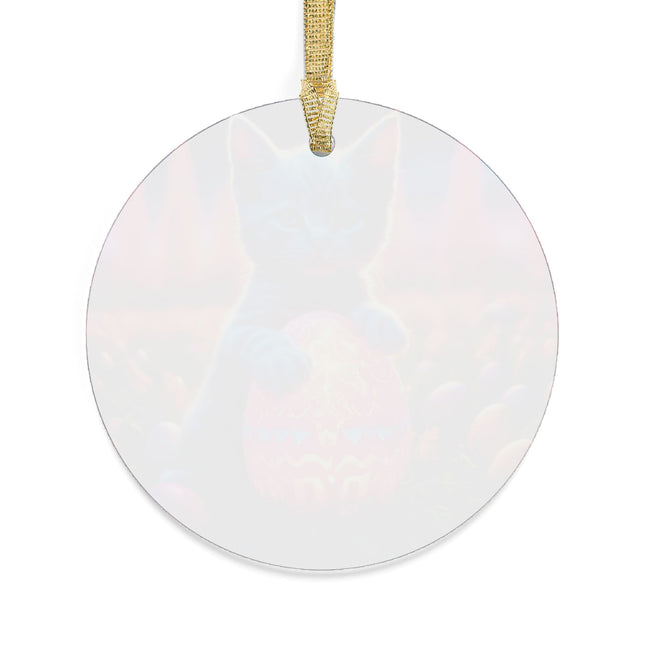 BLUE KITTEN COSMIC GALAXY EGG Tree Ornament