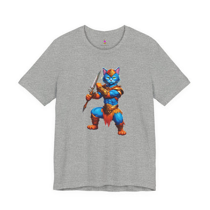 BLUE WARRIOR HULK CAT T-Shirt - Funny Superhero Feline Art Tee