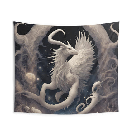 Majestic Myths Wall Art Decor | Pegasus Horned Winged Goat Tapestry | Sky Cloud Fantasy Game Room Hanging | Mythological Bed Room Gift
