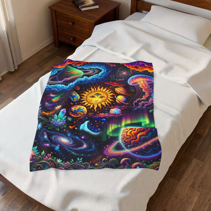 PSYCHEDELIC SOLAR SYSTEM Trippy Galaxy Blanket