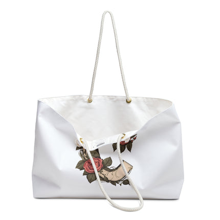 Custom Letter Personalized Weekender | Rose Flowered Travel Bag | Floral Print Roses Cruise Airplane & Hotel Road Trip Overnight Carrier