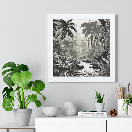 Wall Decor, Jungle Scene, Framed Wall Hanging, Black Shadow Print, Nature Scene Picture, Living Room Poster, Office Scenery
