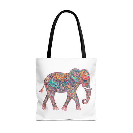 Elephant Gift Tote | Majestic Color Pattern Custom Grocery Bag | Animal Lovers Office Travel Carrier | Wild Safari Business Traveler