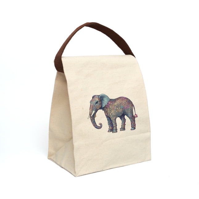 Flower Elephant Canvas Lunch Bag, Floral Pattern Animal Work Office & College Gift, Majestic Safari Kingdom Mammal Meal or Snack Carrier