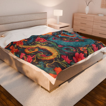 FLORAL JAPANESE DRAGON Blanket