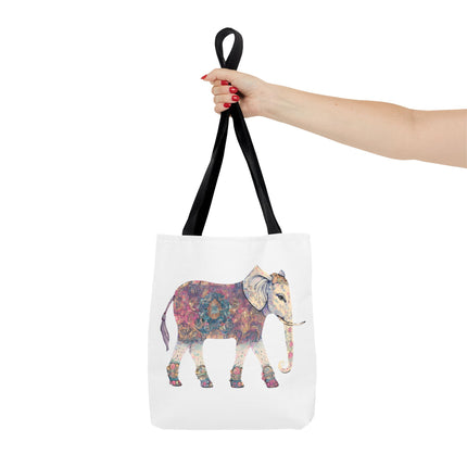 Elephant Lovers Tote | Majestic Color Pattern Custom Grocery Bag | Animal Gift Office Travel Carrier | Wild Woodland Business Traveler