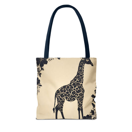 Giraffe Lovers Tote | Floral Safari Animal Grocery Bag | African Savanna Office Travel Carrier | Grassland Wood Forest Cotton Traveler