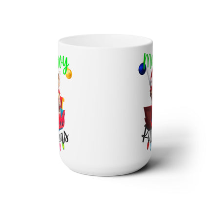 Kitten Christmas Mug, Cat Warrior Coffee Cup, Cute Cat Lover Holiday Season Ceramic Mug 15oz